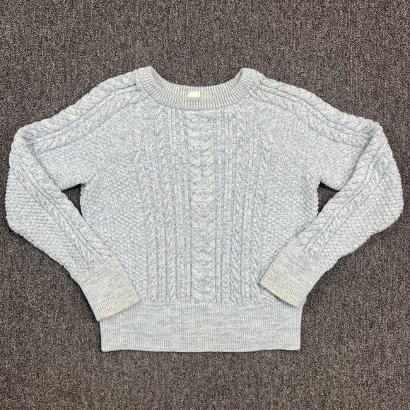 GAP Y2K Cable Knit Sweater Large Blue Marl Cotton Blend Coastal Soft Girl Prep — photo 2
